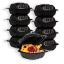 MULMEHË MFPP Plastic Hinged Take Out Containers, 6x6x3", Vented 1-Compartment, Black, 250/CS